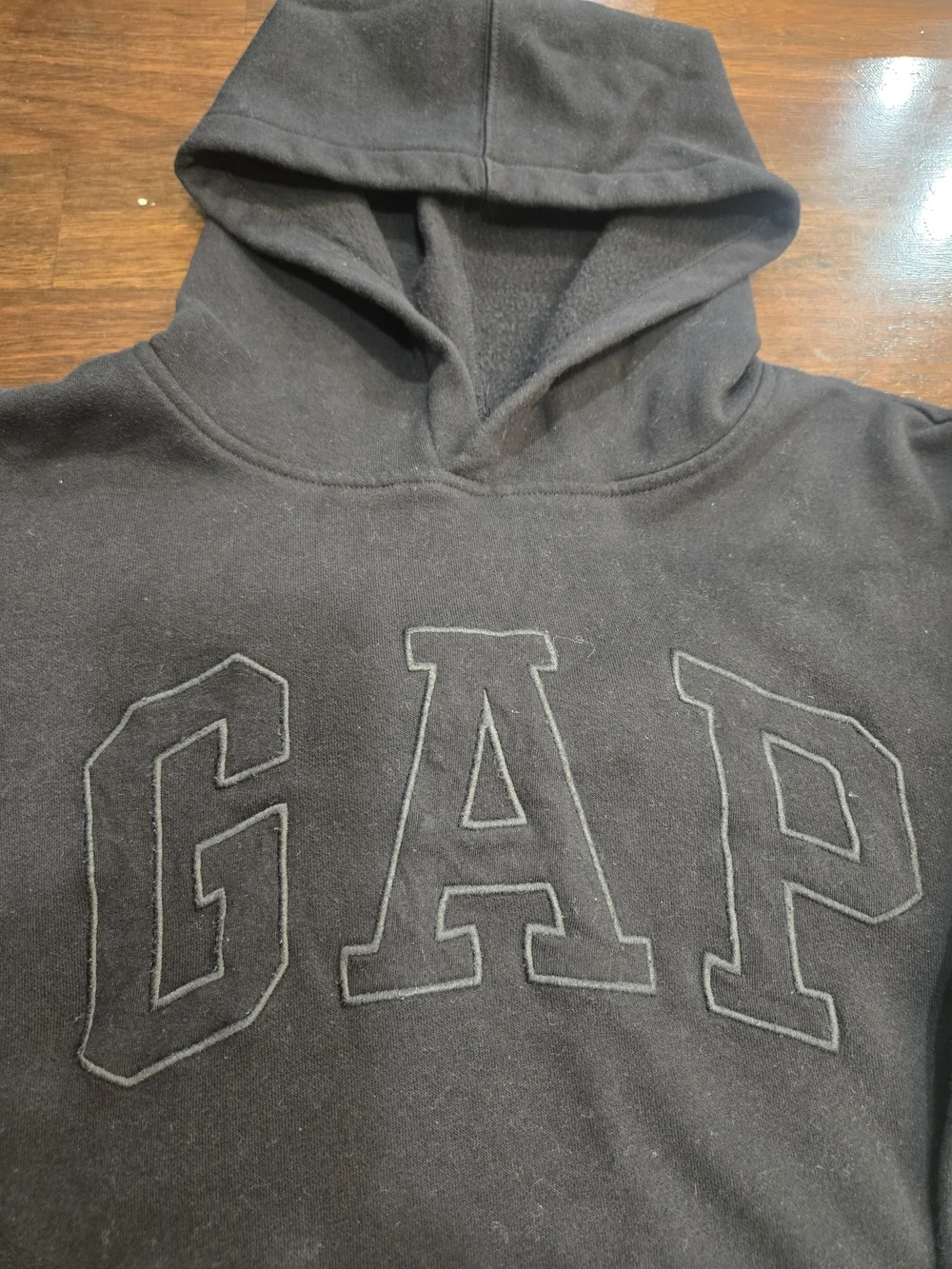 GAP Black Hooded Kids Sweatshirt with Outline Logo Size XL